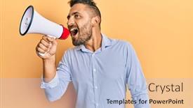  Presentation with beard - Slide deck with handsome-man-with-beard-shouting background and a light blue colored foreground