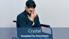  Presentation with wheelchair - Presentation design consisting of handsome-man-with-beard-sitting background and a ocean colored foreground