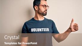  Presentation with volunteer - Colorful slide set enhanced with handsome-man-with-beard-wearing backdrop and a coral colored foreground