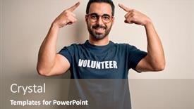  Presentation with great idea - Colorful PPT layouts enhanced with handsome-man-with-beard-wearing backdrop and a coral colored foreground