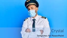  Presentation with airplane pilot - Audience pleasing slide set consisting of handsome-man-with-beard-wearing backdrop and a light blue colored foreground