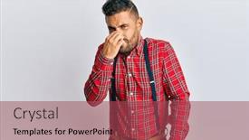  Presentation with bad breath - Presentation theme consisting of handsome-man-with-beard-wearing background and a red colored foreground