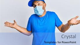  Presentation with medical face mask - Presentation consisting of handsome-man-with-beard-wearing background and a teal colored foreground