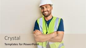  Presentation with beard - Audience pleasing presentation design consisting of handsome-man-with-beard-wearing backdrop and a soft green colored foreground