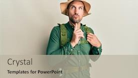 Presentation with explorer - Theme having handsome-man-with-beard-wearing background and a mint green colored foreground