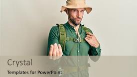  Presentation with explorer - Amazing PPT theme having handsome-man-with-beard-wearing backdrop and a mint green colored foreground