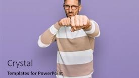  Presentation with violence - Presentation design featuring handsome-man-with-beard-wearing background and a light blue colored foreground