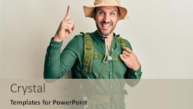  Presentation with explorer - Slide set having handsome-man-with-beard-wearing background and a mint green colored foreground