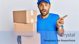  Presentation with courier delivery - Amazing slide set having handsome-man-with-beard-wearing backdrop and a light blue colored foreground