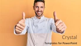  Presentation with triathlon professional cyclist man cycling - Beautiful slide set featuring handsome-man-with-beard-wearing backdrop and a yellow colored foreground