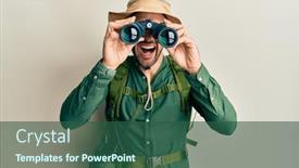  Presentation with explorer - Slide deck having handsome-man-with-beard-wearing background and a ocean colored foreground