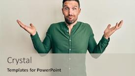  Presentation with beard - Colorful presentation design enhanced with handsome-man-with-beard-wearing backdrop and a soft green colored foreground