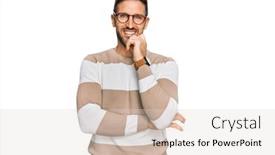  Presentation with young man wearing a hat - Slide deck consisting of handsome-man-with-beard-wearing background and a  colored foreground