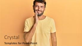  Presentation with tshirt - Slide deck enhanced with handsome-man-with-beard-wearing background and a yellow colored foreground