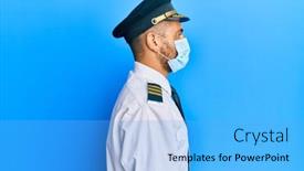  Presentation with airplane pilot - Slide deck having handsome-man-with-beard-wearing background and a light blue colored foreground