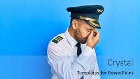  Presentation with airplane pilot - Cool new slide deck with handsome-man-with-beard-wearing backdrop and a light blue colored foreground