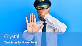  Presentation with airplane pilot - PPT theme enhanced with handsome-man-with-beard-wearing background and a teal colored foreground