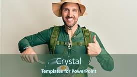  Presentation with explorer - Presentation theme consisting of handsome-man-with-beard-wearing background and a ocean colored foreground