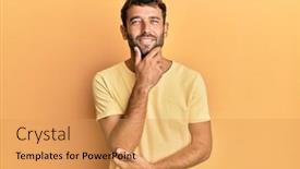  Presentation with tshirt - Audience pleasing presentation theme consisting of handsome-man-with-beard-wearing backdrop and a yellow colored foreground