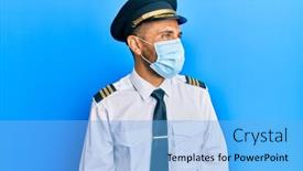  Presentation with airplane pilot - Colorful PPT theme enhanced with handsome-man-with-beard-wearing backdrop and a light blue colored foreground