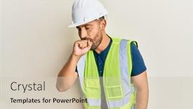  Presentation with for health and safety - Presentation theme having handsome-man-with-beard-wearing background and a soft green colored foreground