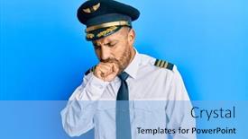  Presentation with airplane pilot - Beautiful presentation design featuring handsome-man-with-beard-wearing backdrop and a light blue colored foreground