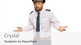  Presentation with airplane pilot - Beautiful slide set featuring handsome-man-with-beard-wearing backdrop and a white colored foreground