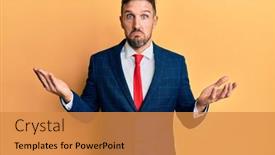  Presentation with beard - Presentation theme consisting of handsome-man-with-beard-wearing background and a gold colored foreground