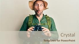  Presentation with explorer - Cool new slide set with handsome-man-with-beard-wearing backdrop and a lemonade colored foreground