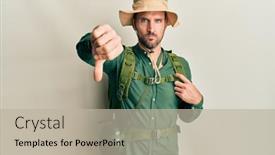  Presentation with explorer - Beautiful PPT theme featuring handsome-man-with-beard-wearing backdrop and a mint green colored foreground