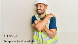  Presentation with self care - Audience pleasing PPT layouts consisting of handsome-man-with-beard-wearing backdrop and a soft green colored foreground