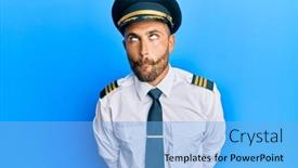  Presentation with airplane pilot - Audience pleasing PPT layouts consisting of handsome-man-with-beard-wearing backdrop and a light blue colored foreground