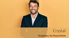  Presentation with king crown - Slide deck with handsome-man-with-beard-wearing background and a yellow colored foreground