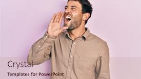  Presentation with hearing loss communication man - Presentation theme featuring handsome-man-with-beard-wearing background and a coral colored foreground