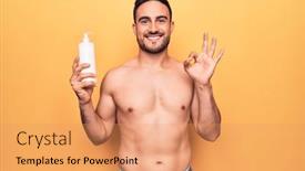  Presentation with vacation - Presentation theme consisting of handsome-man-with-beard background and a coral colored foreground