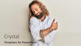  Presentation with hair care - Colorful slides enhanced with handsome-man-with-beard backdrop and a mint green colored foreground