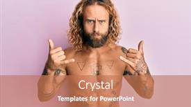  Presentation with long hair man - Cool new slide set with handsome-man-with-beard backdrop and a coral colored foreground