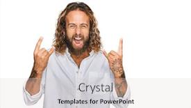  Presentation with rock star - Slide set having handsome-man-with-beard background and a light gray colored foreground