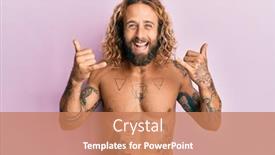  Presentation with long hair man - Theme with handsome-man-with-beard background and a coral colored foreground