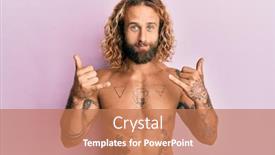  Presentation with long hair man - Theme having handsome-man-with-beard background and a coral colored foreground