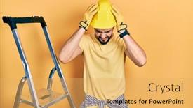  Presentation with stairs - Presentation with handsome-man-with-beard background and a yellow colored foreground