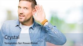  Presentation with blue eyes - Slide deck consisting of handsome man with blue eyes background and a  colored foreground