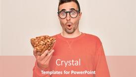  Presentation with blue eyes - PPT theme enhanced with handsome-man-with-blue-eyes background and a coral colored foreground