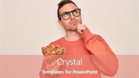  Presentation with healthy snack - Presentation design consisting of handsome-man-with-blue-eyes background and a coral colored foreground