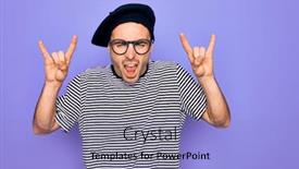  Presentation with blue music - Beautiful presentation theme featuring handsome-man-with-blue-eyes backdrop and a light blue colored foreground