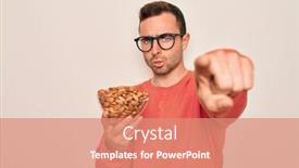  Presentation with healthy snack - Cool new slide set with handsome-man-with-blue-eyes backdrop and a coral colored foreground