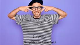  Presentation with blue eyes technology eye scan - Beautiful presentation design featuring handsome-man-with-blue-eyes backdrop and a light blue colored foreground