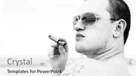  Presentation with cigar - PPT layouts consisting of handsome man with cigar background and a white colored foreground