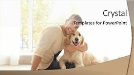  Presentation with cute cat and dog - Cool new theme with handsome man with cute dog backdrop and a white colored foreground