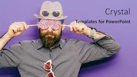  Presentation with valentine - PPT layouts enhanced with handsome-man-with-lollipops-colorful background and a light blue colored foreground